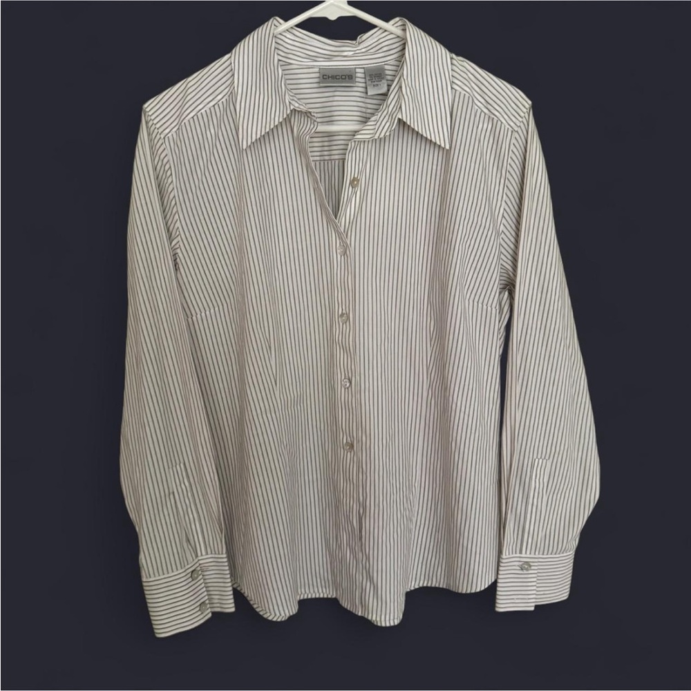 CHICOS Striped Button Up Shirt (With Original Tags)